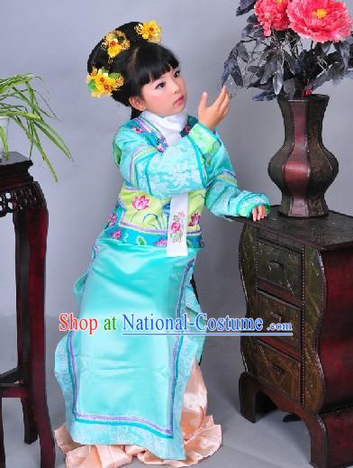 Qing Dynasty Princess Costumes and Headpiece for Girls