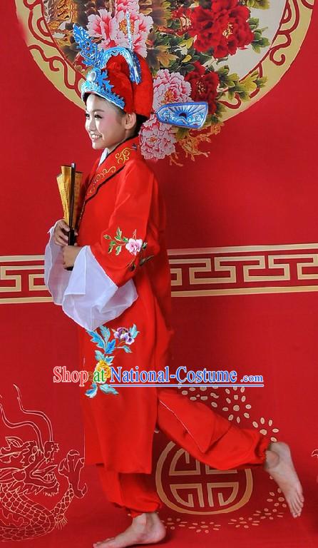 Ancient Chinese Bridegroom Wedding Dress and Crown for Children