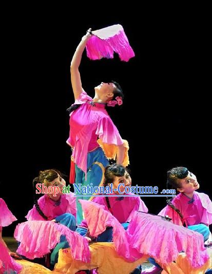 Traditional Chinese Butterfly Fan Folk Dance Costumes for Women