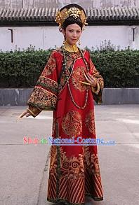 Qing Dynasty Imperial Palace Empress Clothing Complete Set for Women