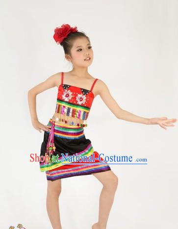 Traditional Chinese Dai Nationality Dance Costumes for Kids