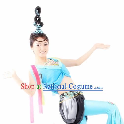 Traditional Chinese Palace Dance Costumes and Headwear for Women