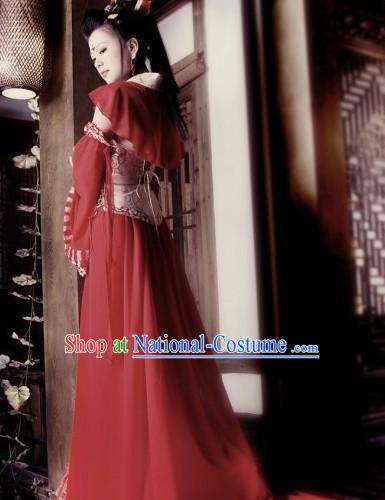 Ancient Chinese Red Wedding Marriage Outfit for Brides