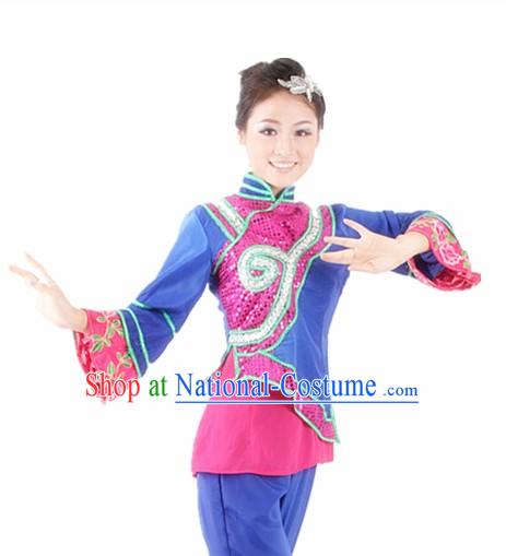 Traditional Chinese Fan Dancing Outfits for Women