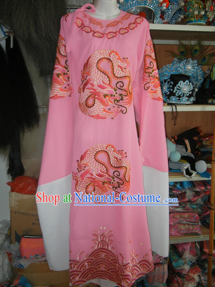 Chinese Opera Stage Performance Embroidered Dragon Long Robe for Men