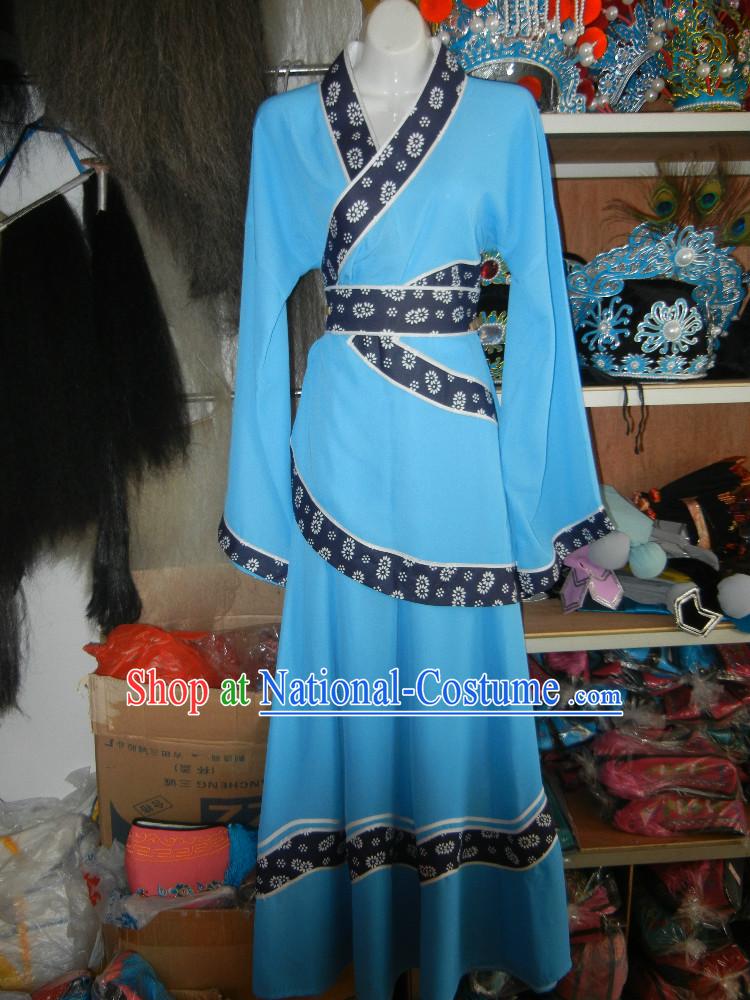 Blue Ancient Chinese Village Girl Costumes