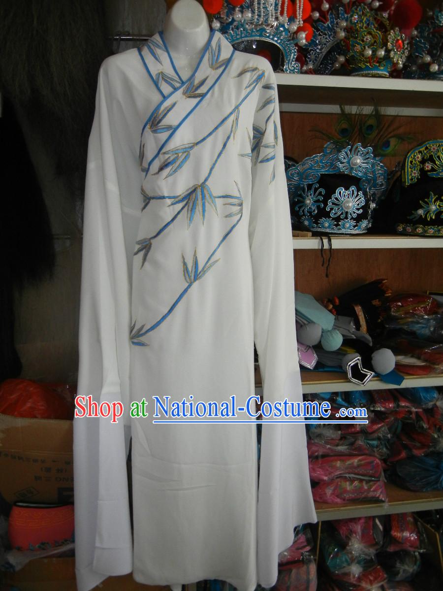 Ancient Chinese Huangmei Opera Embroidered Bamboo Robe for Men