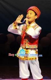 Traditional Chinese Haozhe Minority Dance Costumes and Hat for Kids