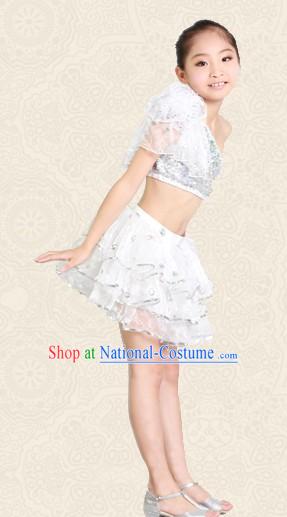 White Jazz Dancing Costume for Kids