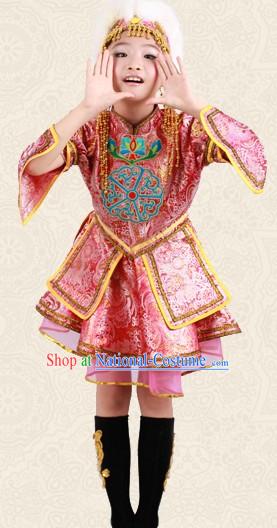 Mongolian Traditional Clothes and Hat for Children