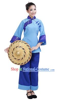 Chinese Female Farmer Costumes and Hat