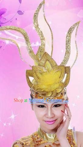 Golden Stage Performance Dance Headpiece for Women