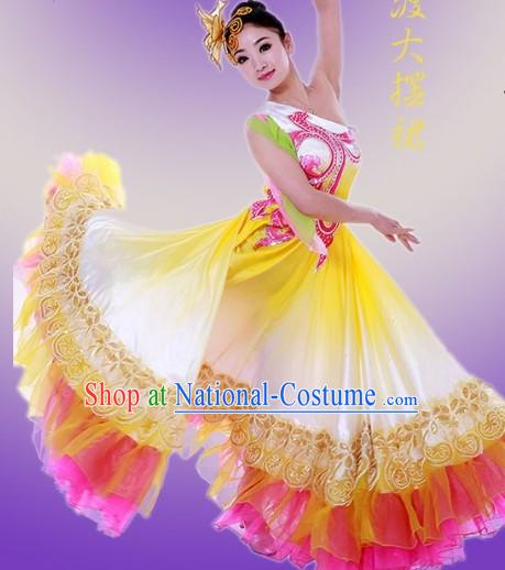 Big Festival Celebration Stage Performance Dance Costume and Headwear for Women