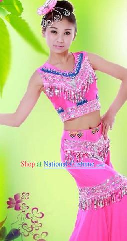 Big Festival Celebration Dai Minority Stage Performance Dance Costume and Headwear for Women