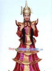 Ancient Myanmar Burma Country Princess Costumes and Hat for Women