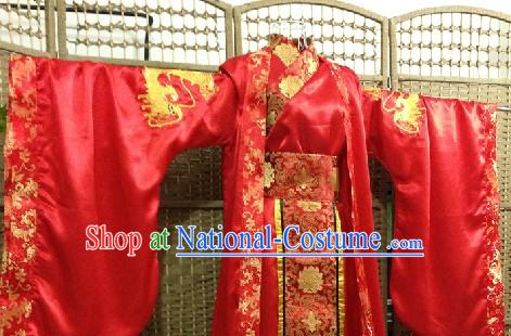 Traditional Chinese Dragon Wedding Attire and Hair Accessories Complete Set for Bridegroom