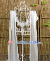 4 Meters Long Pure White Ancient Silk Cape to Go with Hanfu