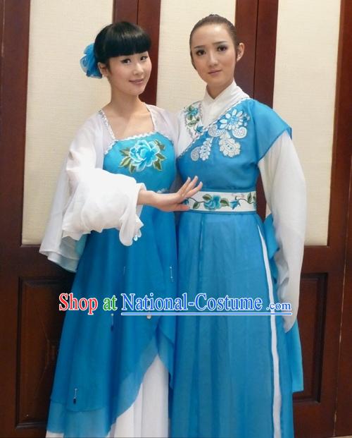 Traditional Chinese Stage Performance Costumes Two Sets for Men and Women