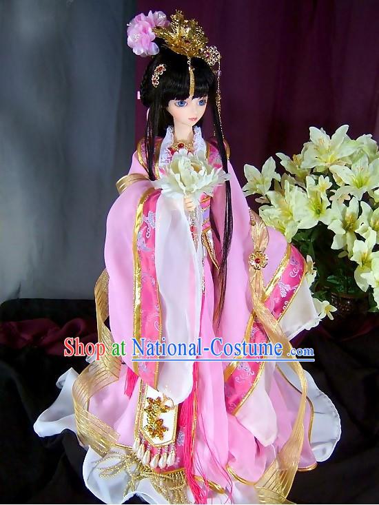 BJD Ancient Chinese Princess Dress and Hair Accessories Complete Set for Women