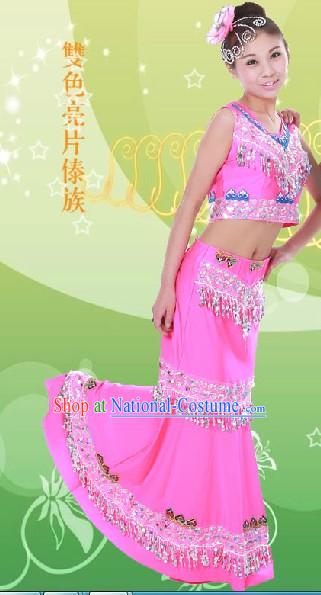 Traditional Chinese Fish Tail Dance Costumes and Headpieces for Women