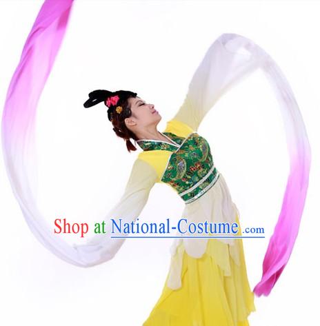 Traditional Chinese Long Sleeves Dance Costumes and Headpieces for Women