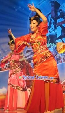 Stage Performance Classical Dancing Costume and Headwear Complete Set for Women