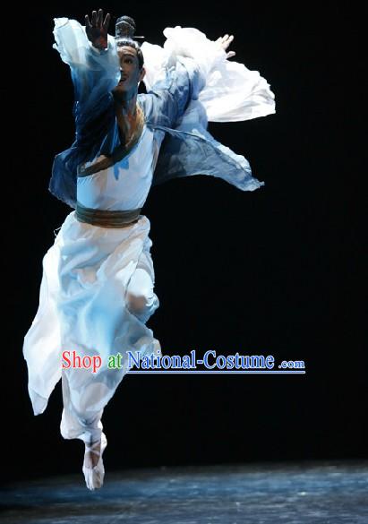 Stage Performance Classical Dancing Costume and Headwear Complete Set for Men