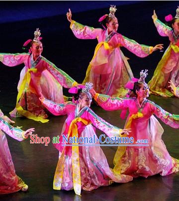 Traditional Koren Dance Costumes and Headpieces Complete Set for Women