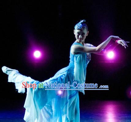 Traditional Chinese Classical Solo Dance Costumes and Headwear Complete Set for Women