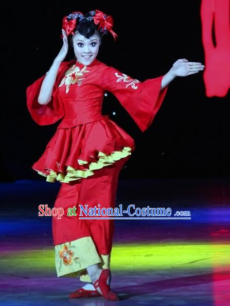 Chinese Mandarin Barbie Dance Costumes and Headgear Complete Set for Women