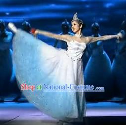 Spring Music Colour Transition Dance Costumes and Headpiece for Women