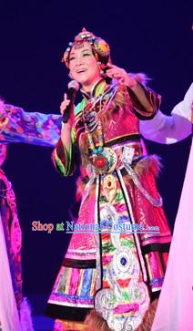 Tibetan Kangting Dance Costumes and Hat for Women