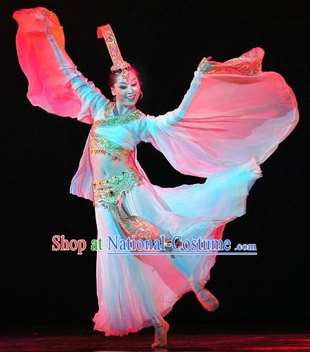 Chinese Classical Dance Costumes and Headwear Complete Set for Women