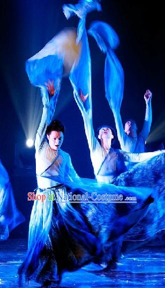 Long Water Sleeves Chinese Classical Dance Costumes Complete Set for Men