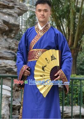 Blue Traditional Ancient Chinese Hanfu Clothing Complete Set for Men