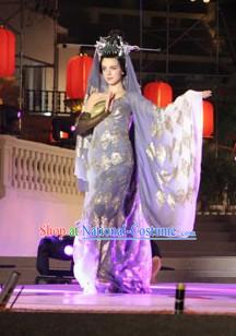 Ancient Chinese Princess Costumes and Headwear Complete Set for Women