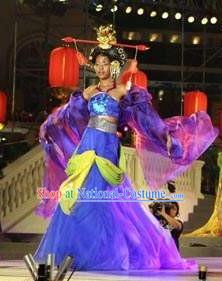 Ancient Chinese Imperial Palace Princess Costumes and Hair Accessories Complete Set for Women