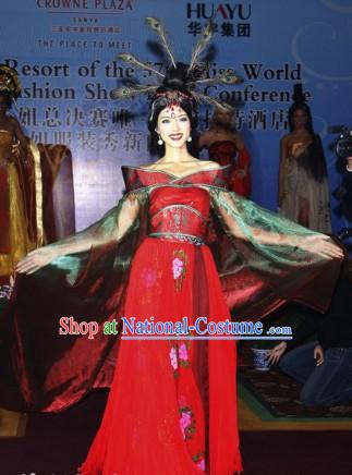 Ancient Chinese Red Imperial Palace Princess Clothing Complete Set for Women