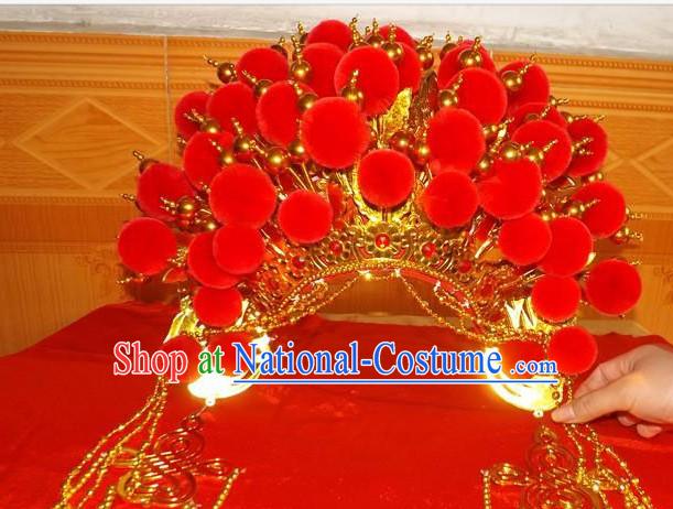 Chinese Opera Red Wedding Phoenix Crown for Women