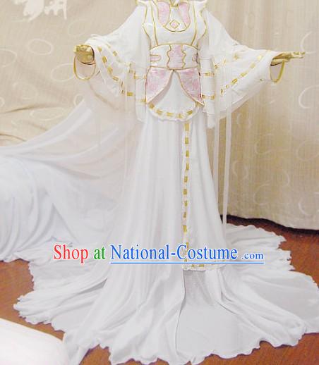 Ancient Chinese Romantic White Princess Cosplay Costume Complete Set for Women