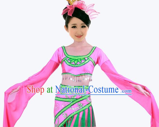 Professional Gu Dian Long Sleeves Dance Costumes and Headgear for Women