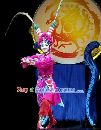 Beijing Opera Style Stage Performance Heroine Costumes and Headwear Complete Set for Women