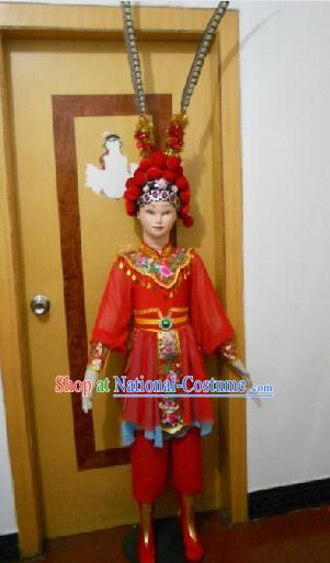 Beijing Opera Style Stage Performance Heroine Costumes and Headwear Complete Set for Children