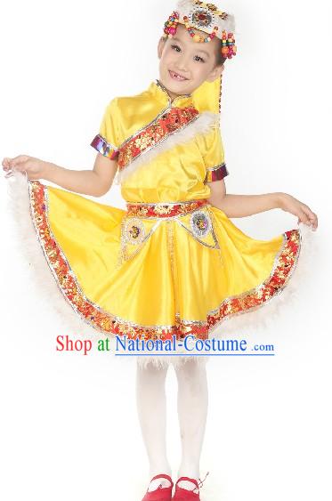 Traditional Chinese Mongolian Stage Performance Costumes for Kids