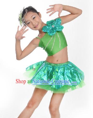 Green Stage Performance Costumes for Kids