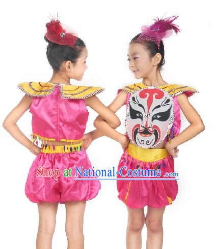 Beijing Opera Mask Stage Performance Dance Costumes for Little Girls