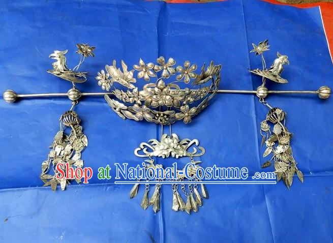 Traditional Chinese Imperial Silver Phoenix Coronet