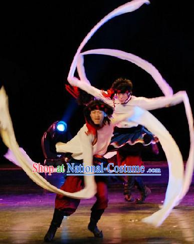 Professional Tibetan Long Sleeves Dancing Costumes Competition Suit for Men