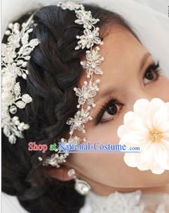 Chinese Shinning White Lace Wedding Forehead Accessories