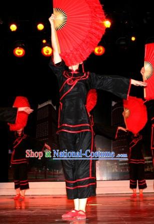 Black Traditional Chinese Fan Dance Costume for Women